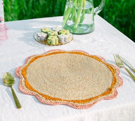 Easter: Decorations, Table Decor & Centerpieces | Pottery Barn Table Decor Centerpieces, Themed Centerpieces, Easter Decorations Table, Raffia Palm, Decor Centerpieces, Round Placemat, Boho Crafts Diy, Crochet Placemats, Decorations Table