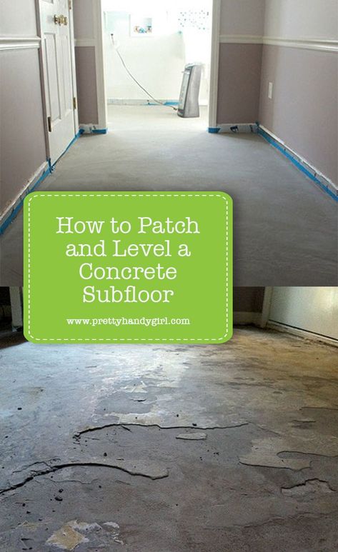 How to Patch and Level a Concrete Subfloor | Pretty Handy Girl Concrete Filler, Concrete Floor Repair, Concrete Cracks, Self Leveling Floor, Concrete Basement Floors, Concrete Room, Leveling Floor, Rigid Foam Insulation, Old Basement