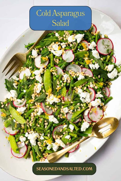 Try this refreshing and vibrant Cold Asparagus Salad with fresh asparagus and creamy goat cheese! It's perfect for spring or summer. Keto Salads Recipes, Keto Salad Ideas, Cold Asparagus, Smoked Salmon Salad Recipes, 1905 Salad Recipe, Asparagus Goat Cheese, Asparagus Salad Recipe, Recipe Asparagus, Homemade Vinaigrette