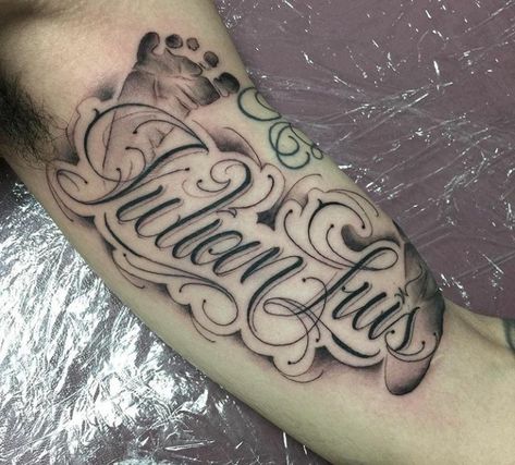 Julian Luis by tattoo artist Cyklone Julian Name, Julian Tattoo, Luis Tattoo, Chicano Lettering, Writing Fonts, Chicano Drawings, Calligraphy Name, Clock Tattoo, Name Tattoo