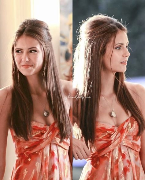 Elena Gilbert Haircut, Elena Gilbert Hair, Nina Dobrev Hair, Nina Dobrev Vampire Diaries, Katherine Pierce Outfits, Elena Gilbert Style, Blowout Hair Tutorial, Lisa Kelly, Nina Dobrev Style