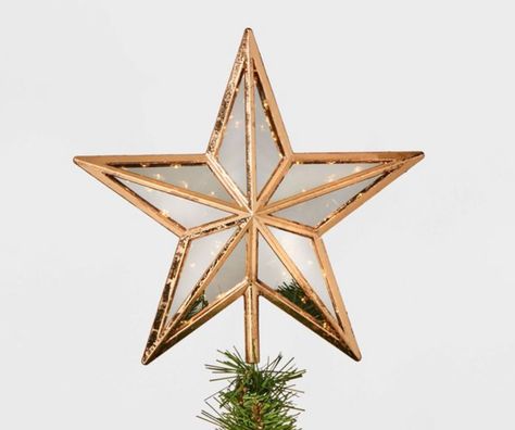 Neutral Christmas Decor Finds For Your Home - Poofy Cheeks December Moodboard, Diy Tree Topper, Lit Mirror, Diy Christmas Tree Topper, Mirror Panel, Neutral Christmas Decor, Star Tree, Star Tree Topper, Sparkling Lights