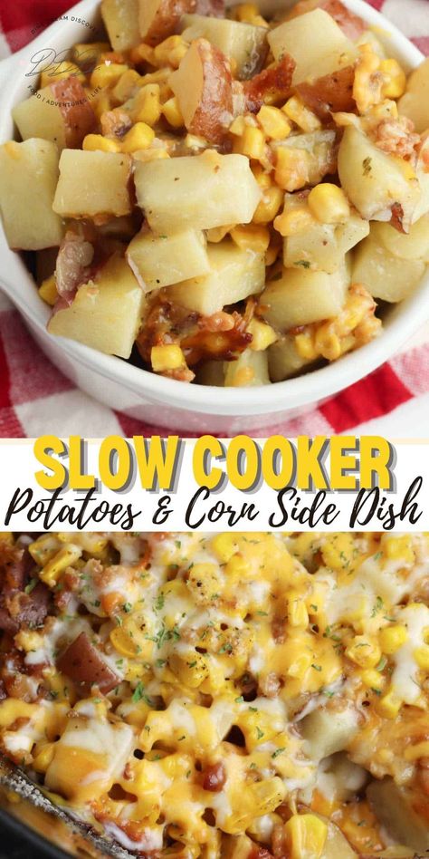 Potato Recipes Crockpot, Thanksgiving Dinner Sides, Corn Side, Potatoes And Corn, Crockpot Side Dishes, Corn Side Dish, Slow Cooker Potatoes, Crock Pot Potatoes, Corn Dishes