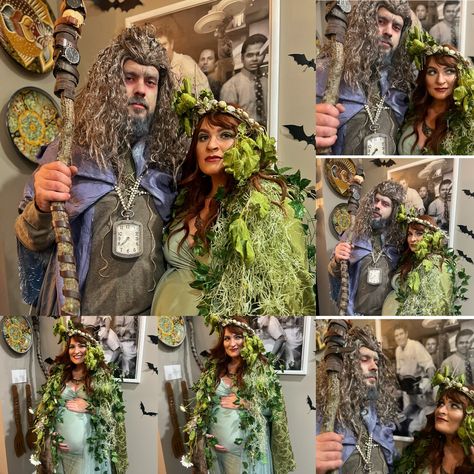 #MaternityHalloweenCostume #couplehalloweencostumes #couplescostume #pregnantcouplecostumes #mothernaturecostume #mothernature #fathertimecostume #mothernaturefathertime Mother Earth Father Time Costume, Father Time Costume, Mother Nature And Father Time, Mother Nature Halloween, Time Costume, Mother Nature Costume, Pregnant Halloween Costumes, Father Time, Love The Earth