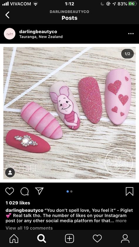 Piglet Disney, Animal Nail Designs, Boho Nails, Nail Drawing, Nail Art Disney, Animal Nails, Disney Nails, Dream Nails, Nail Art Inspiration