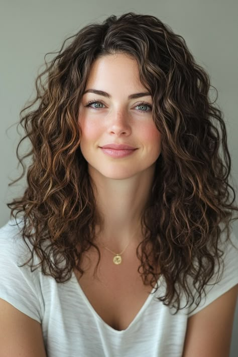 17 Gorgeous Layered Haircuts for Medium Length Hair: Styles You’ll Love Medium Length Haircut Layers Wavy, Soft Curtain Bangs Curly Hair, Medium Length Brown Curly Hair, Medium Natural Wavy Hair, Wavy Hair Medium Length Haircuts, Girls Curly Haircut, Layers For Wavy Hair, Medium Length Hair With Layers Wavy, Medium Curly Hair