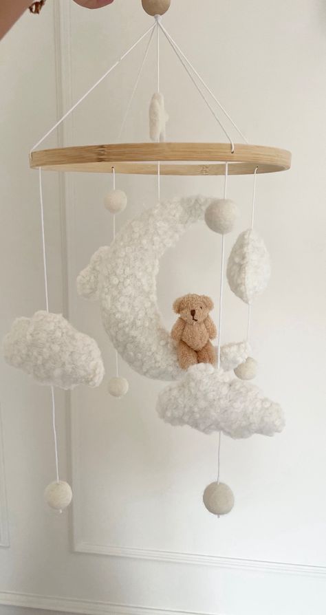 ABOVE THE CLOUDS Cot Mobile, Boucle Cot Mobile, Cloud Mobile, Neutral Nursery, Baby Mobile, Nursery Mobile, Crib Mobile, Nursery Decoration - Etsy Canada Teddy Bear Nursery, Clouds Nursery, Cot Mobile, Baby Room Inspiration, Mobile Nursery, Bear Nursery, Nursery Room Inspiration, Baby Crib Mobile, Baby Room Design