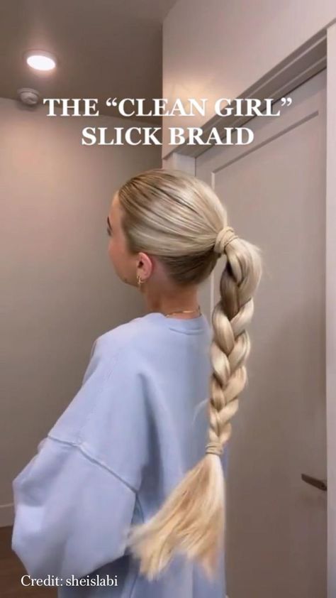 Sporty Hairstyles Easy Workout Hair, Preppy Ponytail Hairstyles, Outfits To Wear With Slick Back Ponytail, Gym Hairstyles Ponytail, Gym Hairstyles For Long Hair Braids, Gym Teacher Hairstyles, Workout Ponytail Hairstyles, Slick Back Braid Tutorial, Easy Golf Hairstyles