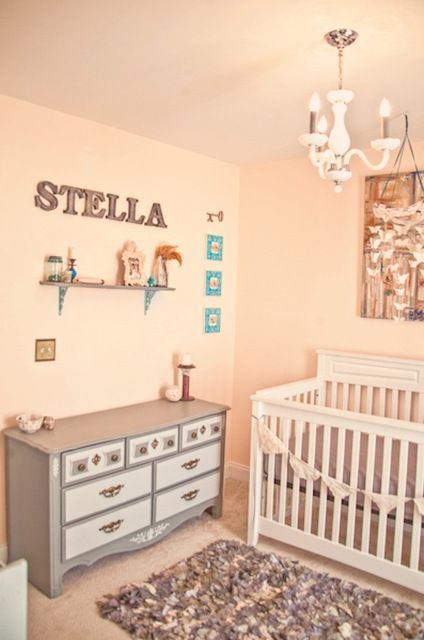 Nursery Simple, Colorful Baby Nursery, Color Nursery, Peach Nursery, Simple Apartment, Simple Apartments, Nursery Tour, Simple Nursery, Colorful Baby