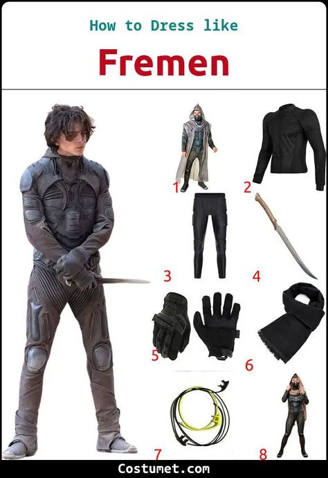 Fremen / Stillsuit Costume from Dune Dune Diy Costume, Dune Couple Costume, Paul Atreides Halloween Costume, Chani Dune Costume, Dune Halloween Costume Women, Dune Costumes Halloween, Dune 2 Costumes, Paul Atreides Costume, Dune Inspired Outfit Men