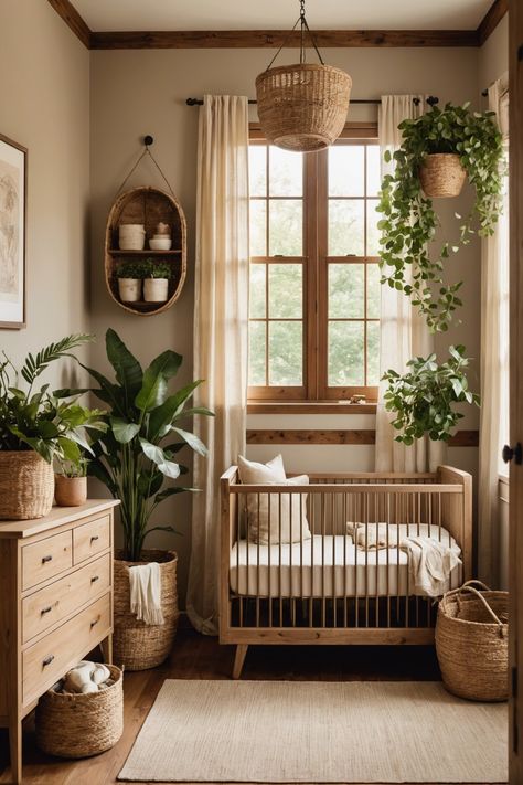 20 Cute Baby Boy Nursery Ideas For Your Little One – ToolzView Warm Cozy Nursery, Cozy Girl Nursery, Nursery Ideas Cozy, Cozy Neutral Nursery, Babys Room Aesthetic, Nature Girl Nursery, Boho Baby Room Ideas, Warm Nursery Ideas, Boho Nursery Room Inspiration