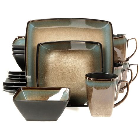 Dinnerware Sets Walmart, Stoneware Dinner Sets, Casual Dinnerware Sets, Square Dinnerware Set, Modern Dinnerware, Casual Dinnerware, Luxury Tableware, Stoneware Dinnerware Sets, Stoneware Dishes