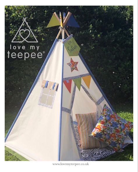 Childrens Teepee, Teepee Play Tent, Large Floor Cushions, Kids Teepee, Kids Teepee Tent, White Door, Blue Floor, Teepee Kids, Teepee Tent