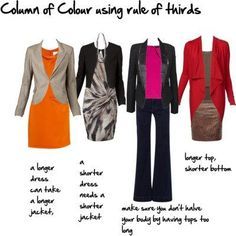 column of colour rule of thirds Golden Mean Ratio, Golden Mean, The Golden Mean, Inside Out Style, Wardrobe Planning, Rule Of Thirds, Body Proportions, Golden Ratio, Wardrobe Style