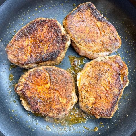 Easy Pan Fried Boneless Pork Chops - Back To My Southern Roots Pork Chop Recipes For 2, Pan Fried Boneless Pork Chops, Pan Fried Pork Chops Boneless, Loin Chops Recipes, Thick Pork Chop Recipe, Braised Pork Loin, Fried Boneless Pork Chops, Fried Pork Chops Recipe, Best Grilled Pork Chops