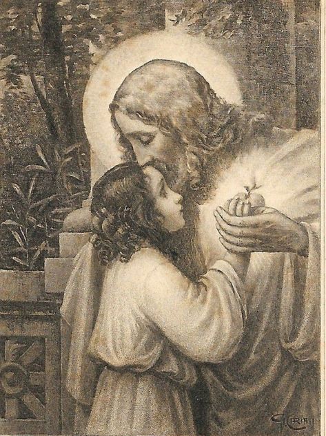 Vintage Holy Cards, In His Arms, Religious Pictures, Catholic Images, Bride Of Christ, San Francesco, Biblical Art, Arte Inspo, Jesus Art