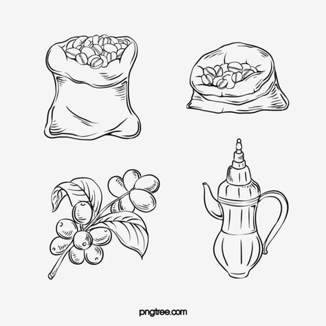 Coffee Bean Drawing, Bean Drawing, Ear Drawing, Coffee Line, Drawing Coffee, Coffee Clipart, Hand Clipart, Coffee Icon, Coffee Vector