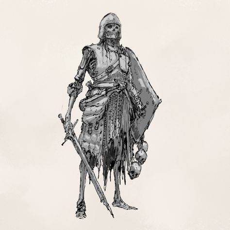 ArtStation - Miniature concept Skeleton Concept Art, Undead Warrior, Skeleton Warrior, Fantasy Background, Concept Art Character, Medieval Armor, Concept Art Drawing, Fantasy Rpg, Monster Art