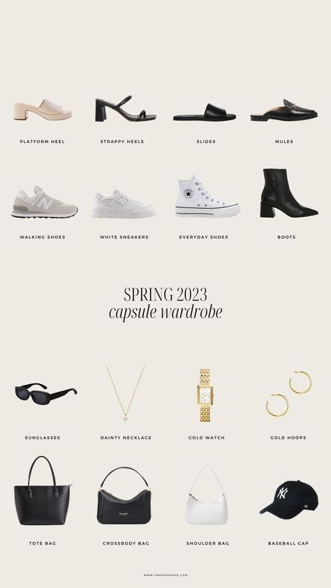 Spring Capsule Wardrobe Spring 2023 Capsule Wardrobe, Spring 2023 Capsule, Capsule Wardrobe Outfit Ideas, Capsule Wardrobe 2023, Hm Outfits, White Tee Jeans, Minimalist Wardrobe Capsule, Capsule Wardrobe Outfits, Fashion Capsule Wardrobe