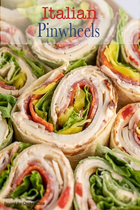 Italian Pinwheels Italian Pinwheels, Cool Summer Treats, Homemade Appetizers, Nutritious Lunches, Bread Dips, Summertime Salads, Homemade Appetizer, Pinwheel Appetizers, Cream Cheese Spread