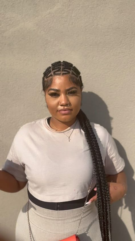 Zig Zag Cornrows Braids With Curls, Zig Zag Middle Part Ponytail, Zig Zag Straight Backs, Zig Zag Knotless Braids, Zig Zag Cornrows Braids Black Women, Middle Part Knotless Braids, Zig Zag Straight Back Braids, Zigzag Stitch Braids, Zig Zag Middle Part