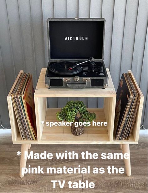 Record Player Tables, Record Shelf Diy, Turn Table Stand, Record Player Stand Diy, Vinyl Player Setup, Diy Record Player Stand, Record Player Shelf, Vinyl Record Storage Diy, Record Player Setup