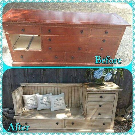 Diy Entryway Bench, Refinish Furniture, Diy Entryway, Dekor Diy, Old Dressers, Refurbished Furniture, Furniture Makeover Diy, Recycled Furniture, Flipping Furniture