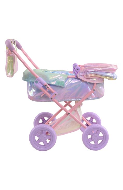 Baby Doll Strollers, Doll Stroller, Rainbow Fabric, Iridescent Color, Baby Doll Toys, Retractable Canopy, Jogging Stroller, Furniture Design Wooden, Baby Doll Accessories