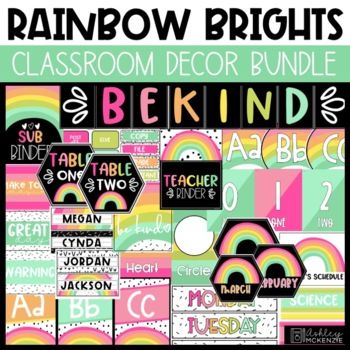 Brights Classroom Decor, Bee Classroom Decor, Pastel Classroom, Ashley Mckenzie, Word Wall Headers, Perfect Classroom, Colorful Classroom, Teacher Toolbox Labels, Bee Classroom