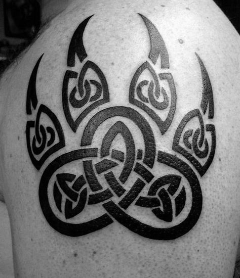 20 Celtic Bear Tattoo Designs For Men - Tribal Ink Ideas Wolf Paw Tattoos, Thunderbird Tattoo, Bear Claw Tattoo, Bear Paw Tattoos, Claw Tattoo, Celtic Bear, Celtic Tattoo Designs, Bear Tattoo Designs, Celtic Knot Tattoo