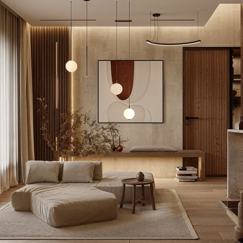 This Japandi style home encapsulates a harmonious blend of contemporary minimalism and natural warmth, embracing the Japandi aesthetic which fuses Scandinavian functionality with Japanese rustic minimalism. The design use a soft, neutral palette of beiges, browns, and grays that evoke a sense of calm and elegance, complemented by the use of natural wood textures that add warmth and depth. Strategic lighting, both natural and via sleek modern fixtures, highlights the clean lines and high-quali...