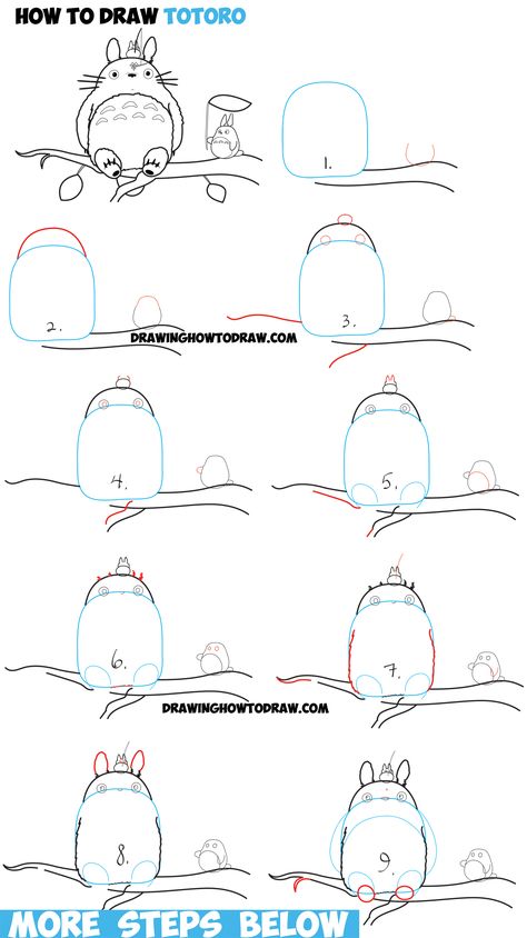 How to Draw Totoro with Small and Medium Totoro - Easy Step by Step Drawing… Draw Totoro, Small Totoro, Totoro Drawing, Stick Poke Tattoo, Easy Step By Step Drawing, How To Draw Steps, Ghibli Art, Drawing For Beginners, Happy Drawing