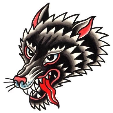 Traditional Wolf Tattoo Flash, American Traditional Wolf Tattoo, Traditional Wolf Tattoo, Wolf Tattoo Traditional, Coyote Tattoo, Traditional Tattoo Old School, Traditional Tattoo Inspiration, Traditional Style Tattoo, Traditional Tattoo Sleeve