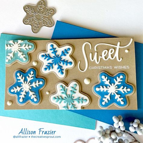 Sizzix Christmas Cookies, Card Cookies, Sizzix Christmas, Swirly Fonts, Papertrey Ink Cards, Tim Holtz Cards, Snowflake Cookies, Snowflake Cards, 12 December