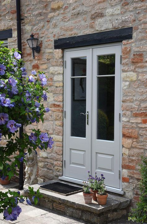 Patio Doors Ideas, Narrow French Doors, Upvc Patio Doors, French Doors Patio Exterior, Bifold Patio Doors, External French Doors, Cottage Patio, French Doors Exterior, Doors Ideas