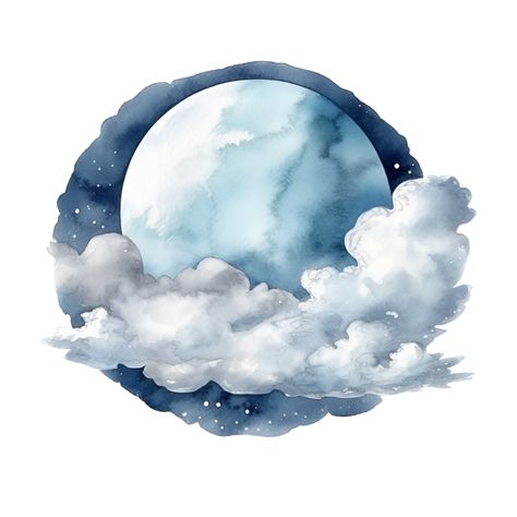 Blue Moon Watercolor, Full Moon Watercolor, Cartoon Muslimah, Moon Watercolor, Night Sky Moon, Moon Cartoon, Moon Vector, Moon Icon, Create This Book