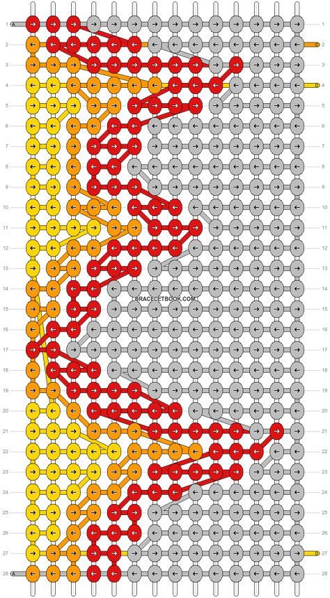 Alpha pattern #61874 | BraceletBook Flame Friendship Bracelet Pattern, Flame Crochet Pattern, Flame Alpha Pattern, Crochet Flame, Printable Crochet Patterns, Graphic Crochet, Crocheting Projects, Fire Flame, Crochet Fashion Patterns