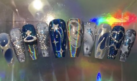 Xg Inspired Nails, Xg Nails Inspired, Xg Nails, Acotar Nails, Green Cybercore, Nails Inspired, Hippie Nails, Korean Nails, Goth Nails