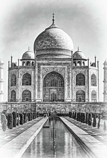 Taj Mahal Sketch, Taj Mahal Drawing, Tac Mahal, Islamic Civilization, Pencils Drawings, Buildings Art, Landscape Pencil Drawings, Landscape Architecture Drawing, Perspective Drawing Architecture