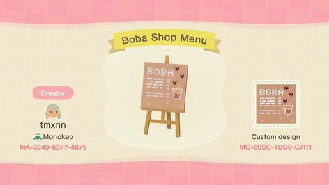 Animal Crossing Cafe, Boba Shop, I Did A Thing, Animal Crossing Memes, Animal Crossing Qr Codes Clothes, Animal Crossing Wild World, Island Theme, Qr Codes Animal Crossing, Stall Designs