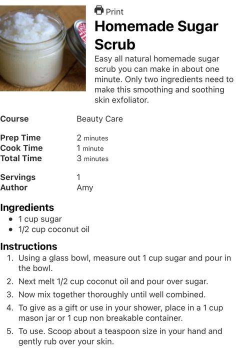 Diy Sugar Scrub Recipe Easy, Simple Sugar Scrub Recipe, Body Scrubs Recipes, Sugar Body Scrub Diy, Easy Diy Body Scrub, Body Scrub Homemade Recipes, Homemade Sugar Scrub, Scrub Homemade, Diy Body Scrub Recipes