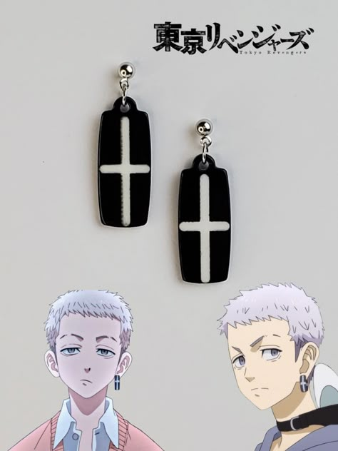 Tokyo Revengers Earrings, Fandom Jewelry, Anime Earrings, Clay Keychain, Anime Hands, Anime Jewelry, Character Inspired Outfits, Presentation Cards, Anime Inspired Outfits