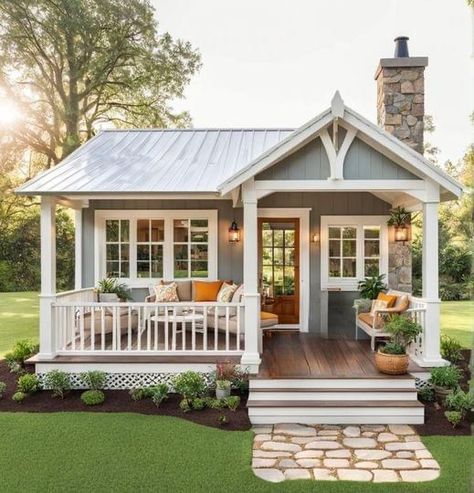 Small Cottage Homes, A Small House, Tiny House Inspiration, Cottage Exterior, Tiny House Floor Plans, Dream Cottage, Small Cottage, Tiny House Cabin, Cabins And Cottages