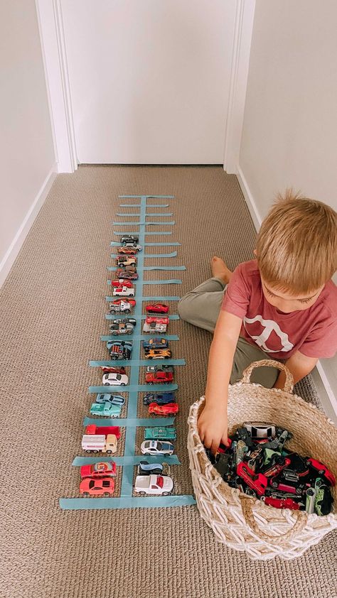 Montessori Car Activities, Reggio Car Provocations, Diy Car Activities For Toddlers, Car Provocations, Positioning Schema Activities, Toddler Provocations Reggio Emilia, Cars Sensory Bin, Fun Things To Do With Toddlers At Home, Simple Toddler Activities At Home