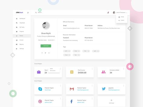 UISUMO client details page. by Divan Raj for UIsumo on Dribbble Invoice Design Template, Ui Design Dashboard, Web Dashboard, Ui Design Website, Dashboard Ui, Ux Design Inspiration, Web Ui Design, Dashboard Design, Web Inspiration