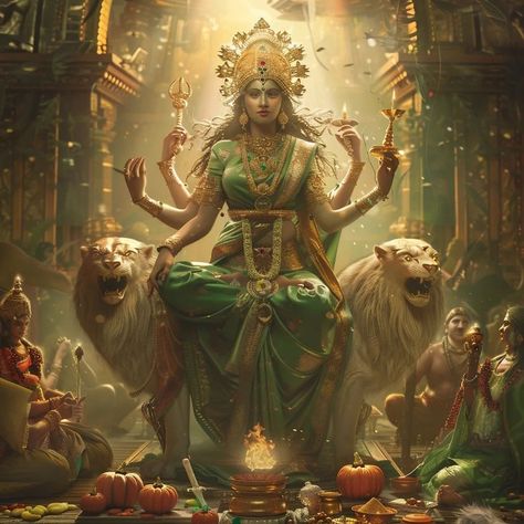 🌟🌿 Awaken to Creation’s Dawn: The Power of Goddess Kushmanda on Navratri Day 4 🌿🌟 As dawn unfurls its golden tapestry this #ChaitraNavratri2024, we bask in the radiance of Maa Kushmanda. With her gentle smile and eight arms bearing gifts of strength and sustenance, she invites you to partake in the celebration of life's endless possibilities. 🌅 #NavratriDay4 🔔 Embodying the warm pulse of cosmic creation, Maa Kushmanda's day is awash with the color of renewal and vitality. Don your finest gr... Kusmanda Maa Images, Ma Kushmanda Image, Kusmanda Maa, Goddess Kushmanda, Navratri Goddess, Maa Kushmanda, Sanatan Dharam, Maa Image, Devi Images