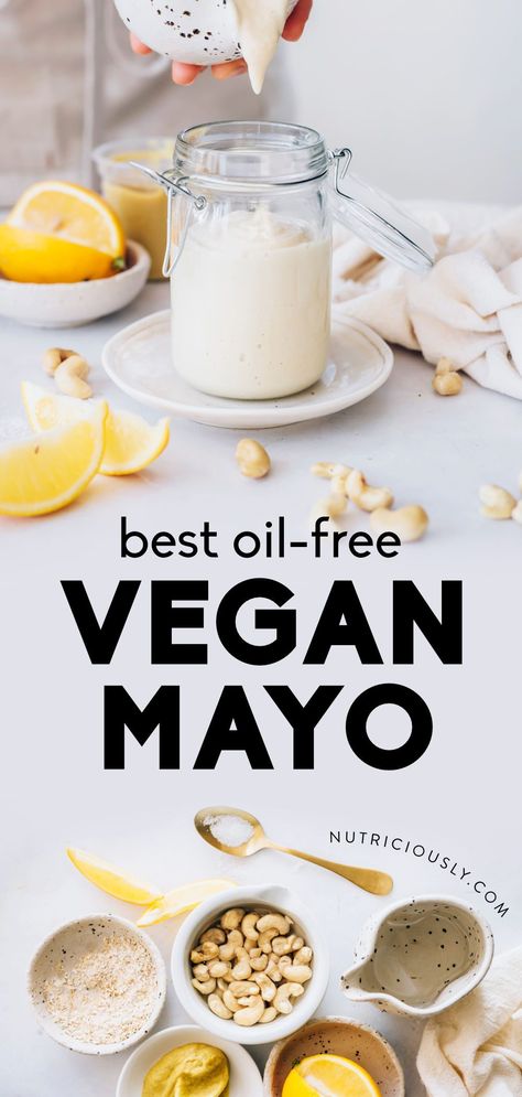 This oil-free vegan cashew mayo is ready in just 5 minutes and so healthy! We love this homemade whole food plant-based dip for sandwiches, salads or sauces. Dairy-free, egg-free and soy-free, it's the healthiest DIY condiment that's meal prep friendly and so versatile. See how easy it is to make and dress up your veggies so they become really delicious! Healthy Ranch Recipe, Cashew Mayo, Vegan Mayonaise, Healthy Vegan Dessert, Soy Free Vegan, Vegan Mayo, Vegan Mayonnaise, Vegan Sauces, Oil Free Vegan