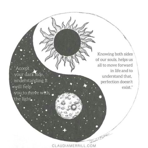 This contains an image of Balance Tattoo, Ying Yang Tattoo, Yin Yang Art, Yin Yang Tattoos, Muster Tattoos, Sun And Moon Drawings, Moon Drawing, Best Version Of Yourself, Ying Yang