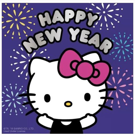 Happy New Year Hello Kitty, Hello Kitty New Year, Cafe Truck, Hello Kitty Happy, Holiday Pics, Images Hello Kitty, Hello Kitty Printables, Kitty Cafe, Hello Kitty Images