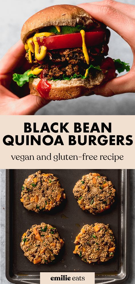 Quinoa Burgers Vegan, Black Bean Quinoa Burger, Quinoa Veggie Burger, Quinoa Burger, Bean Quinoa, Quinoa Burgers, Black Bean Quinoa, Veggie Burgers Recipe, Bean Burgers